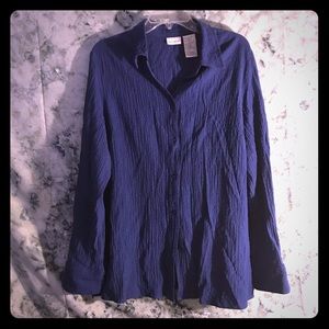 White Stag 3/4 length seer sucker blouse